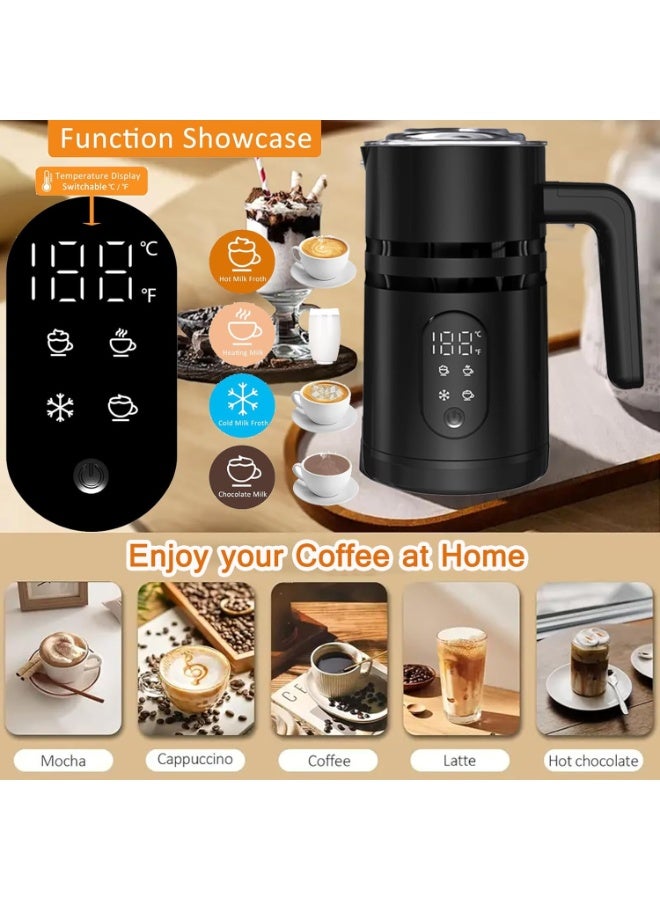 مخفوق الحليب الكهربائي مخفوق الحليب البخاري 5 في 1 متعدد الوظائف صانع رغوة الحليب الساخن والبارد 400 واط سخان حليب أوتوماتيكي هادئ لاتيه كابتشينو شوكولاتة ساخنة - Image 2